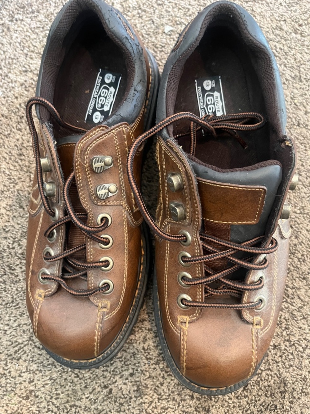 Men's Casual Brown Leather Lace-Up Shoes Route 66 footwear Mens 13